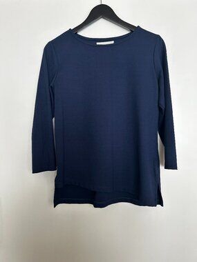 Rare Sunhee Moon navy blue tunic with asymmetric hem, size 2 (M)